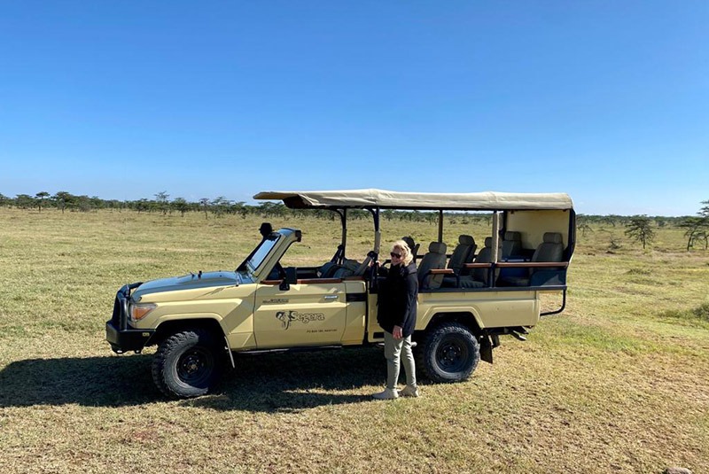 GeoEx trip designer Kate Doty on safari with Segera in the Laikipia Plateau, Kenya