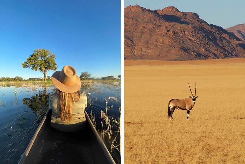 GeoEx staff member Kim Keating exploring Botswana and Namibia