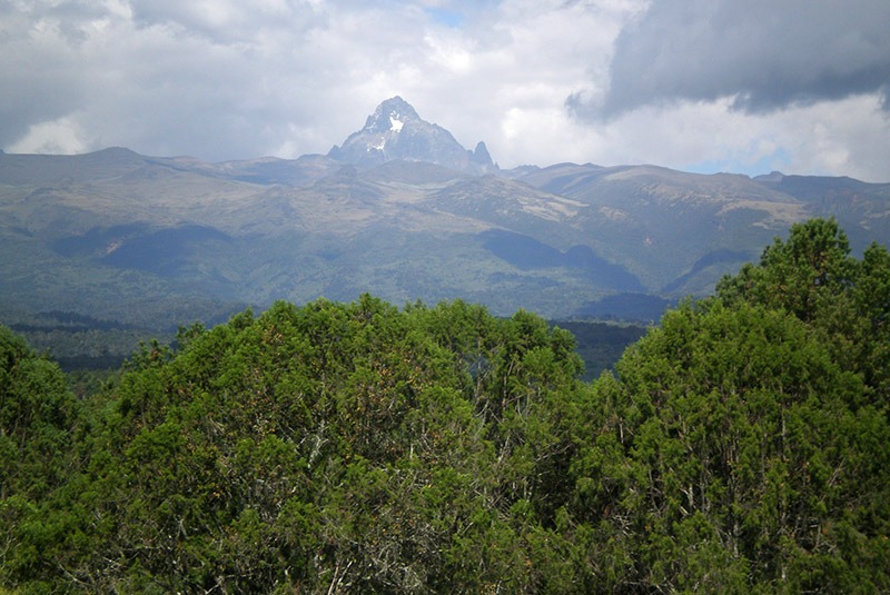 Snow-capped peak of Mount Kenya