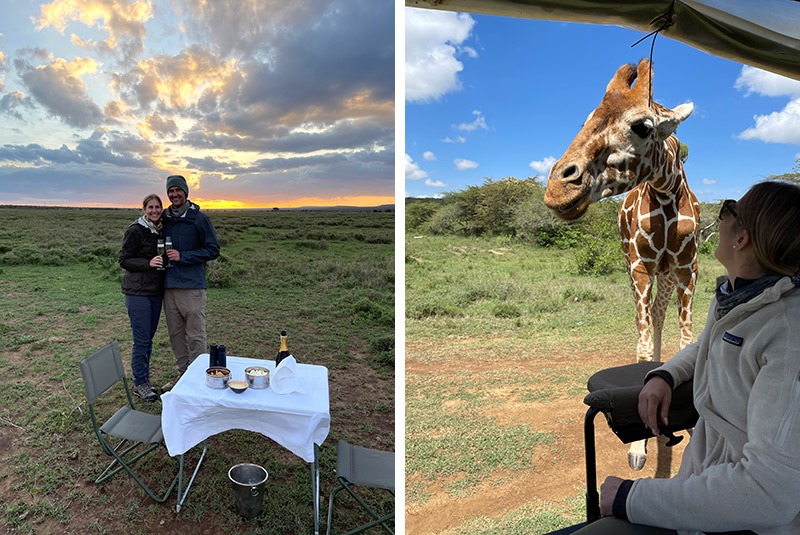 Sundowners and giraffe sightings in Kenya