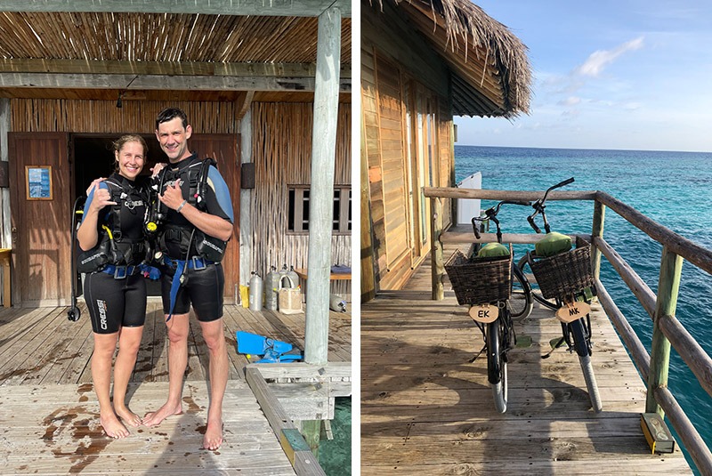 GeoEx honeymooners on a discovery scuba dive in the Maldives