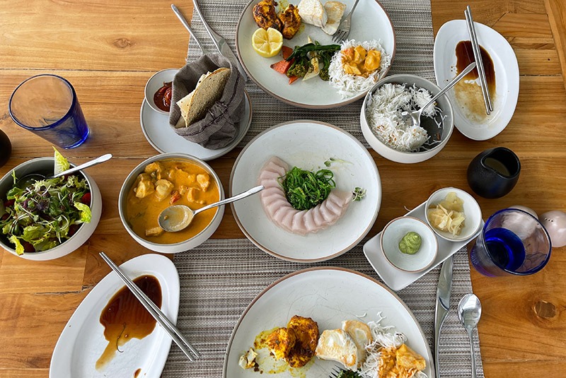 Freshly caught wahoo prepared three ways in the Maldives