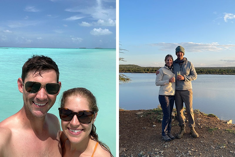 Happy GeoEx guests honeymooning in the Maldives and Kenya