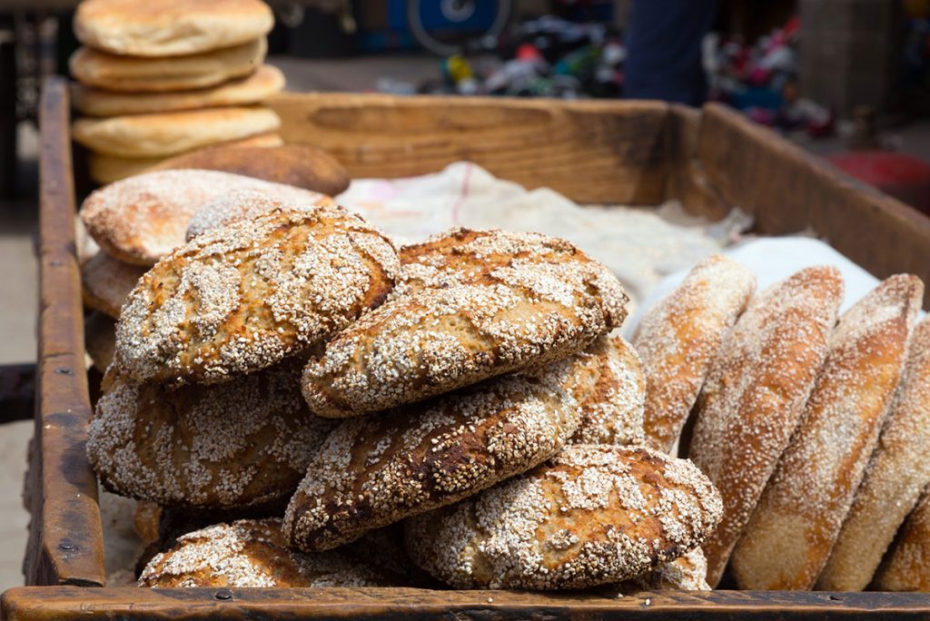 Khobz flatbread, a staple of Moroccan cuisine