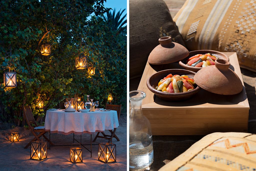 Candlelit setting and tagine meal at Dar Ahlam, Morocco