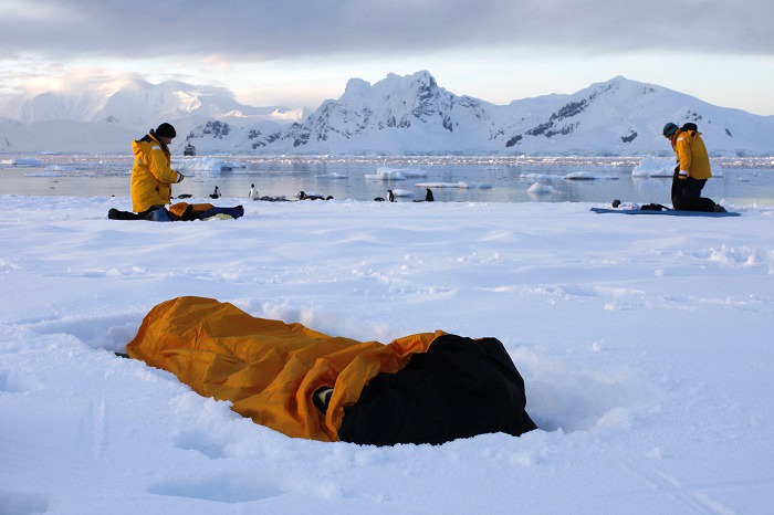 Snow camping in Antarctica