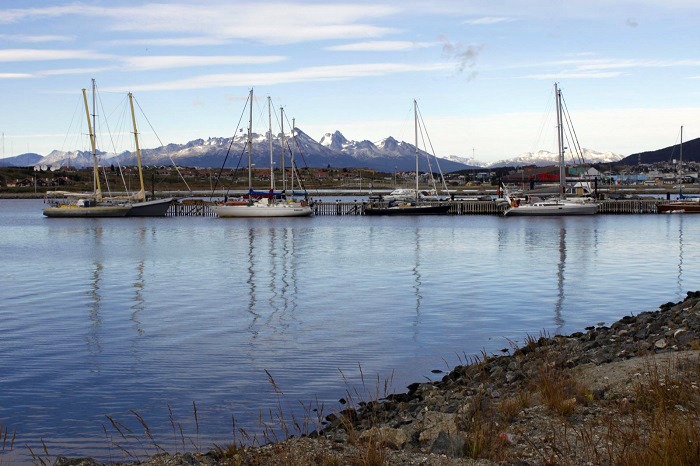Ships in the port of Ushuaia, Argentina