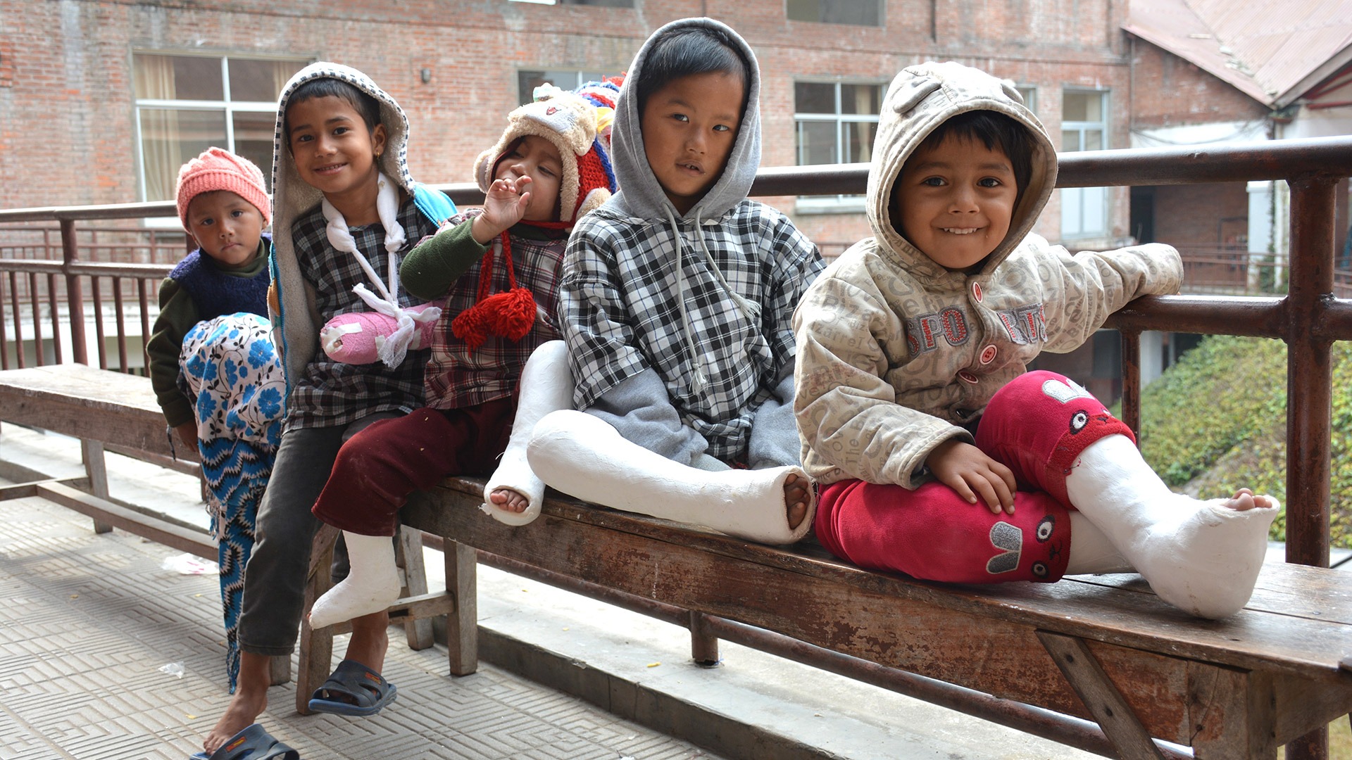 Smiling patients at the Hospital and Rehabilitation for Disabled Children in Kathamandu, Nepal
