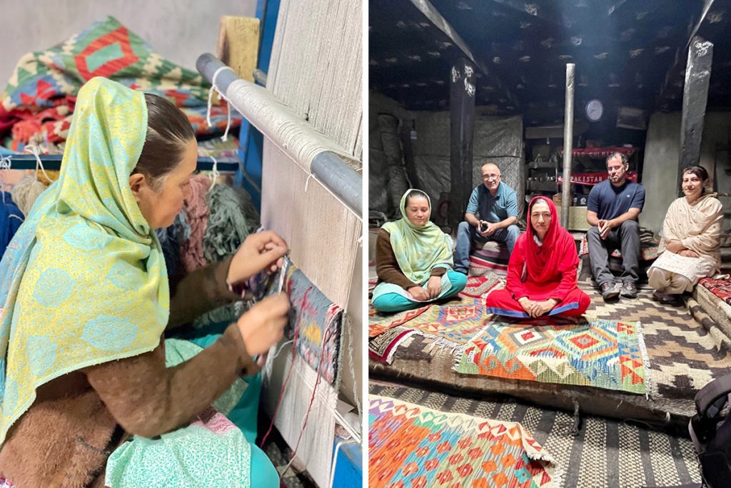 Women at the KADO-supported weaving cooperative in Gulmit, Pakistan