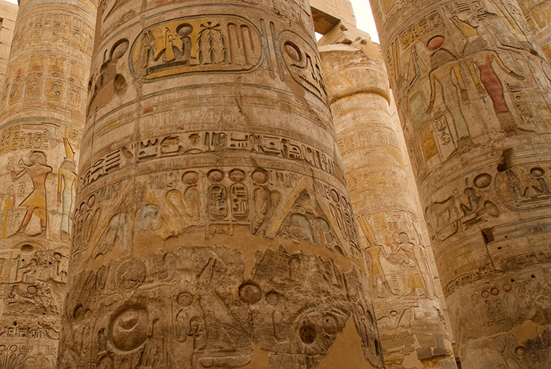 Massive columns in Luxor Temple, Egypt