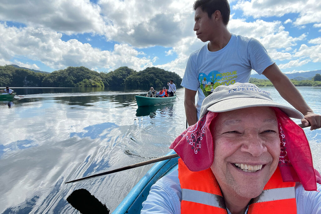 Gliding across Lake Metzabok in Chiapas, Mexico