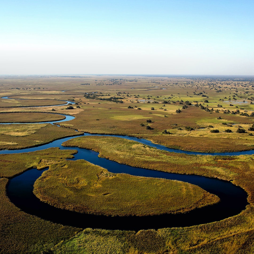 Winding waterways in the Okavango Delta, Botswana