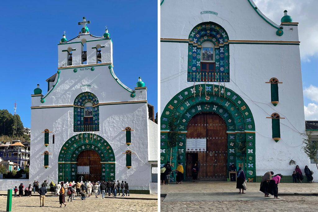 Worshippers in front of the cathedral in San Juan Chamula, Mexico