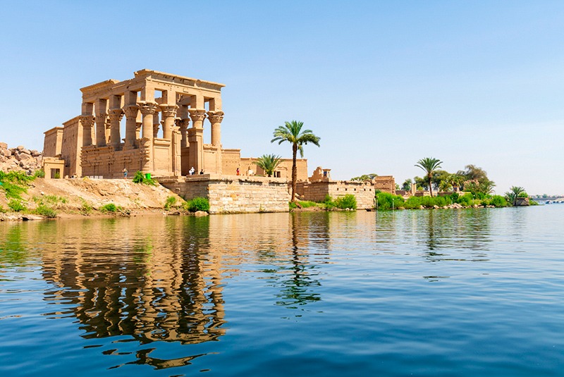 Temple of Philae seen from the Nile, Aswan, Egypt