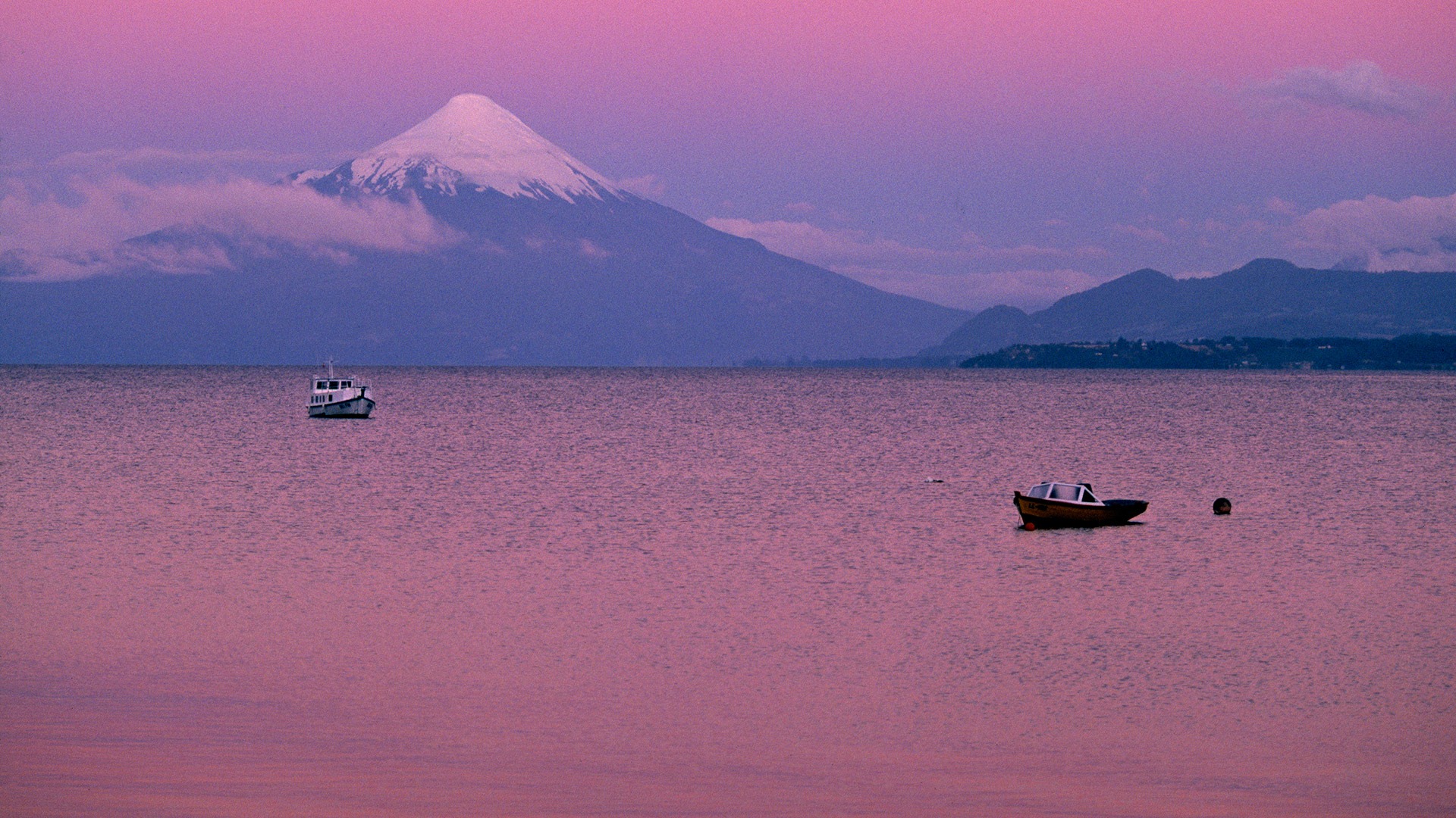 Evening light on Lake Lllanquihue and Osorno Volcano, Puerto Varas, Chile