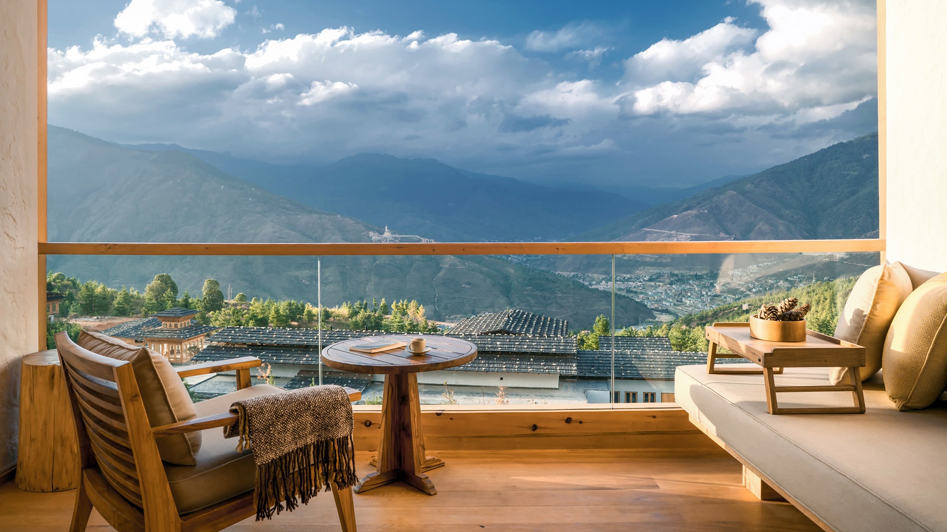 Balcony at Six Senses Lodge in Thimphu, Bhutan