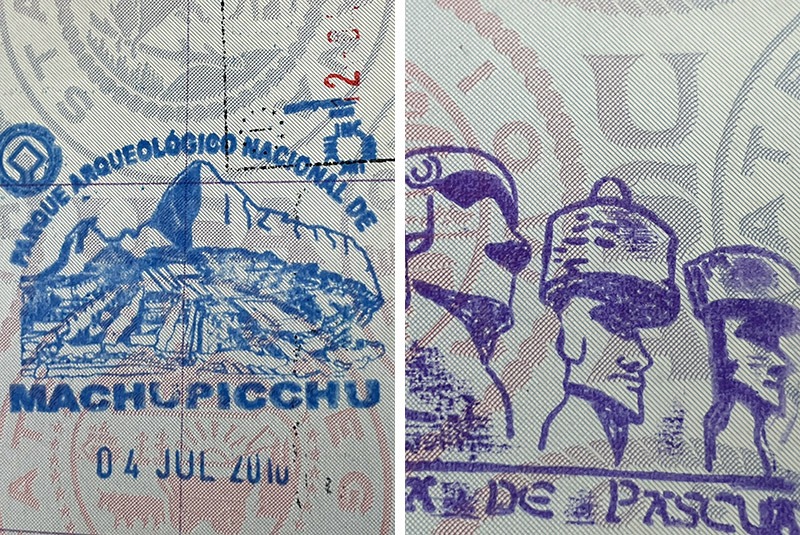 Machu Picchu and Easter Island stamps