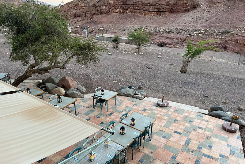 Feynan Ecolodge dining area in the Dana Reserve, Jordan