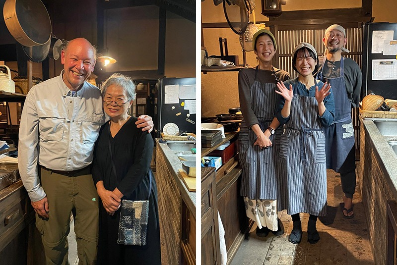 Tomi Matsuba and friendly faces in Omori, Japan