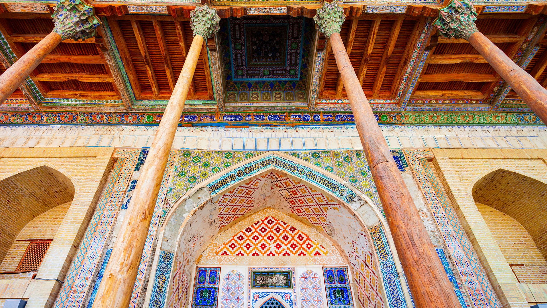Bolo Khauz Mosque in Bukhara, Uzbekistan