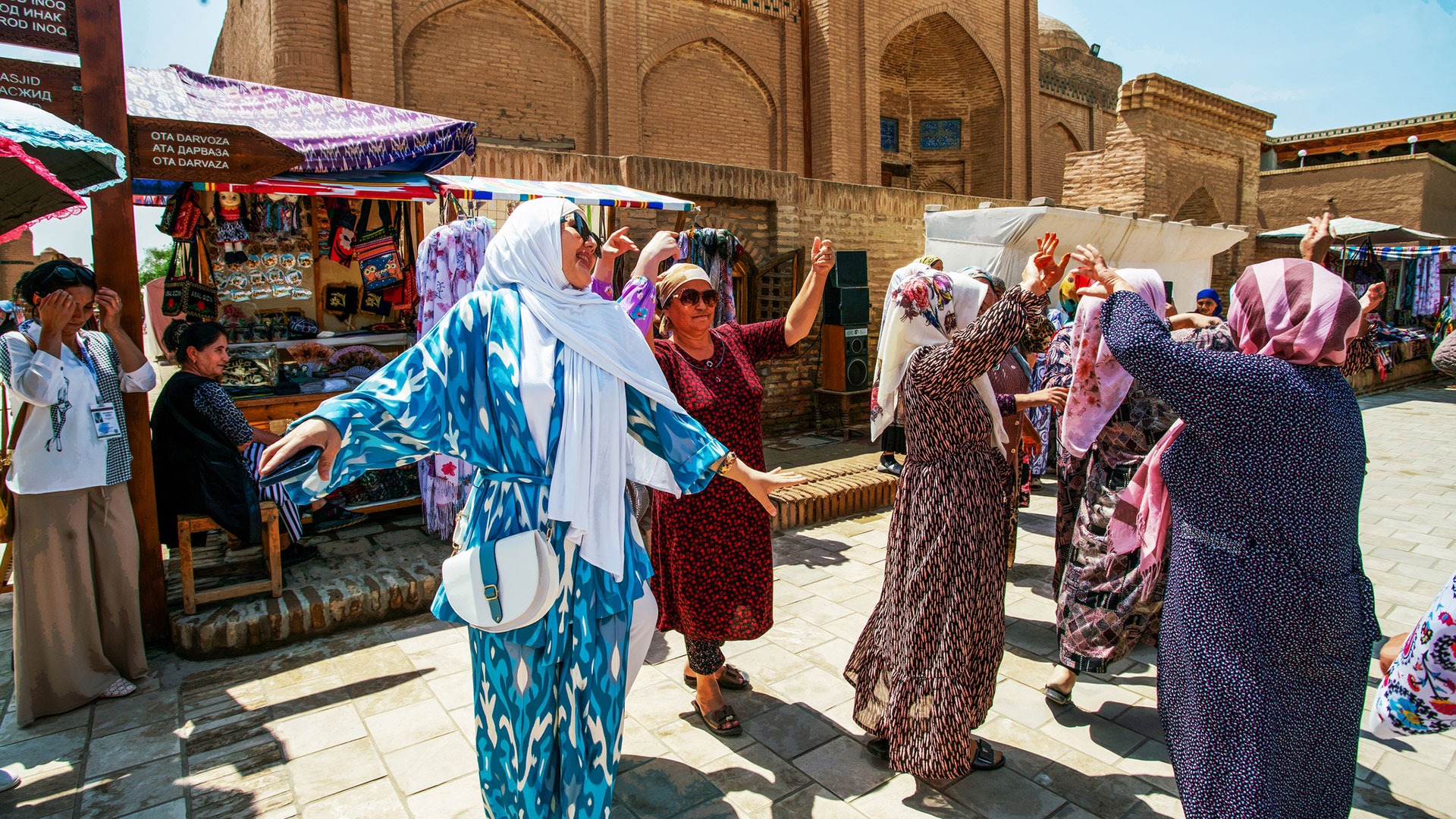 Dancing in the Old City (Medina) in Khiva, Uzbekistan