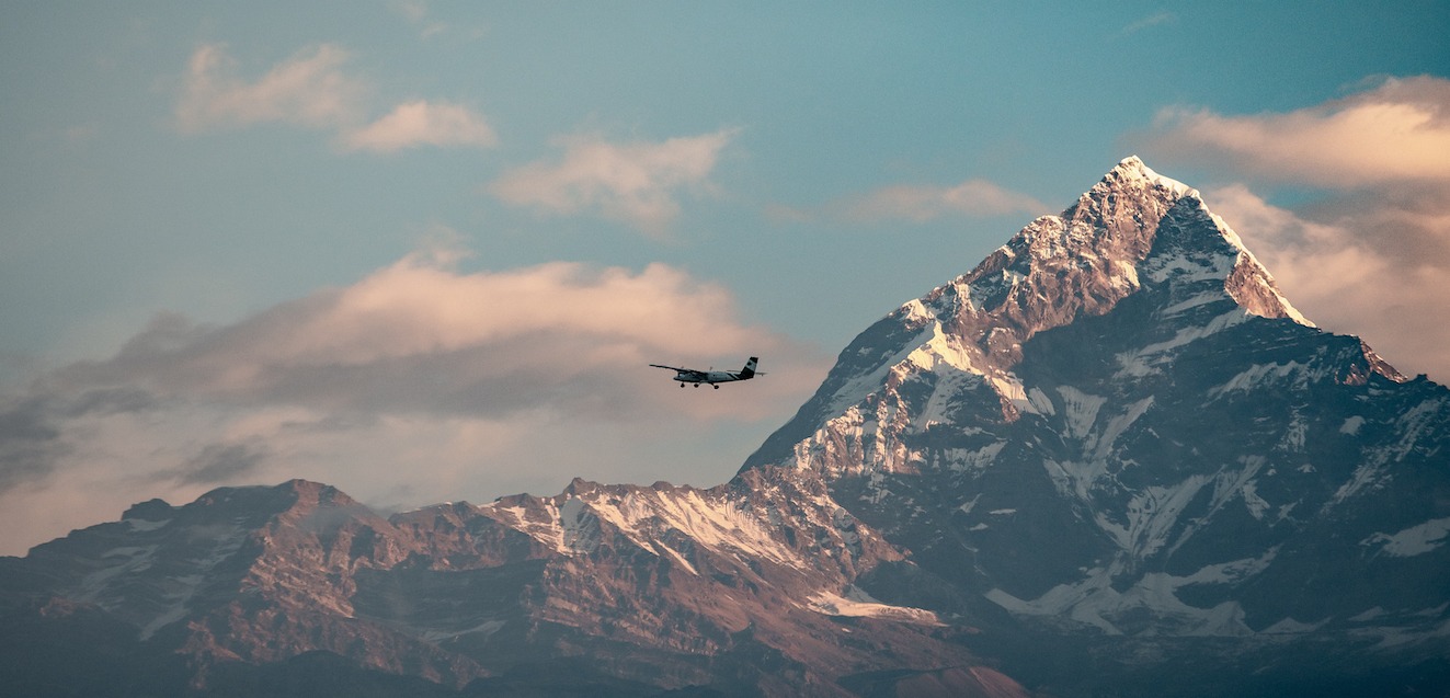 Himalayan Mountains Airplane at Sunrise